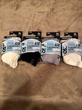 OS1ST Thin Air Performance No-Show Socks - Black, White, Cream, Gray - 4 Pairs